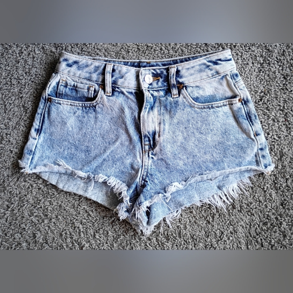 PacSun High Rise Frayed Denim Shorts